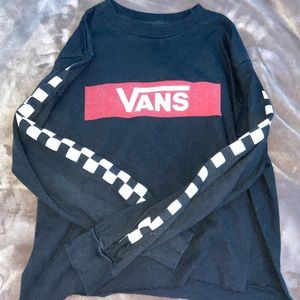 cute vans shirt with checkered sleeves